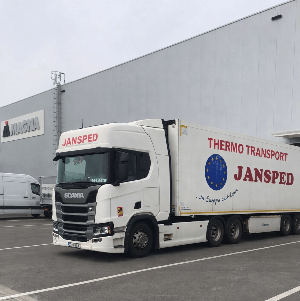 JANSPED truck at Magna logistics facility